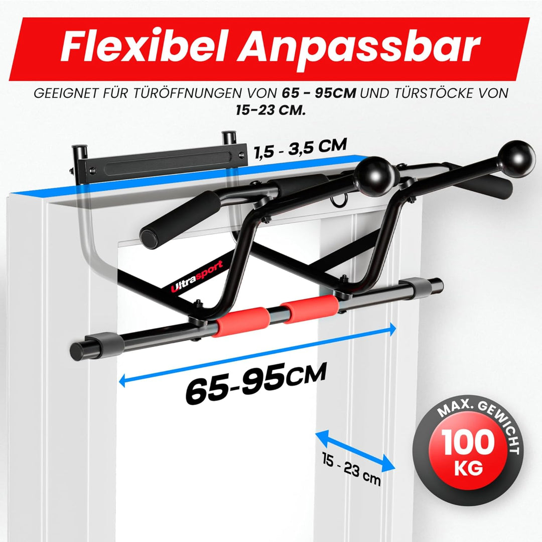 Ultrasport Klimmzugstange, Türreck, verstellbar von 66,5 cm bis 93 cm, ohne Schrauben montierbar, ru