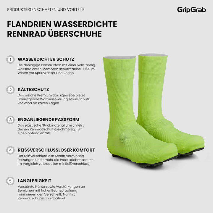 GripGrab Flandrien wasserdichte Gestrickte Rennrad Regenschutz Überschuhe Knitted Aero Radsport Über