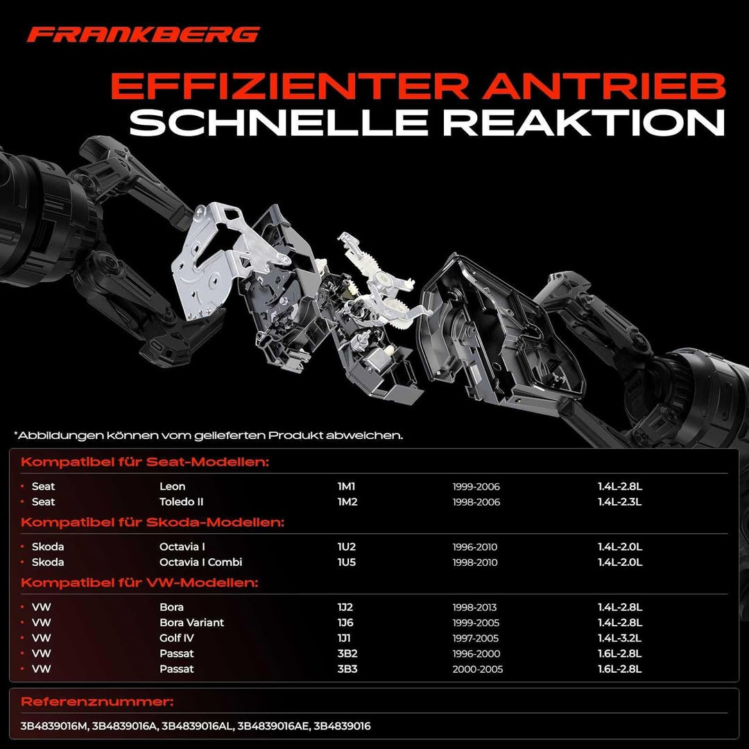 Frankberg 1x Türschloss Stellmotor Hinten Rechts Kompatibel mit Leon 1M1 1999-2006 Toledo II 1M2 199