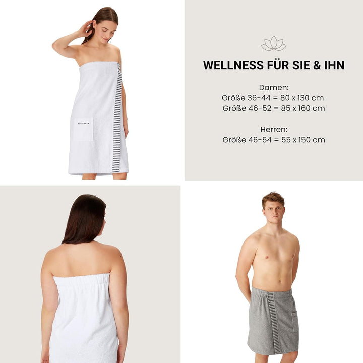 Schiesser Saunakilt Rom für Damen aus saugstarkem Baumwoll-Frottier (Grössen S - XXL), Made in Green