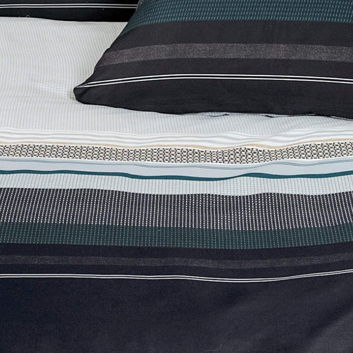 Janine Bettwäsche Mako-Satin anthrazit-Petrol Grösse 200x220 cm (80x80 cm), 200x220 cm (80x80 cm)