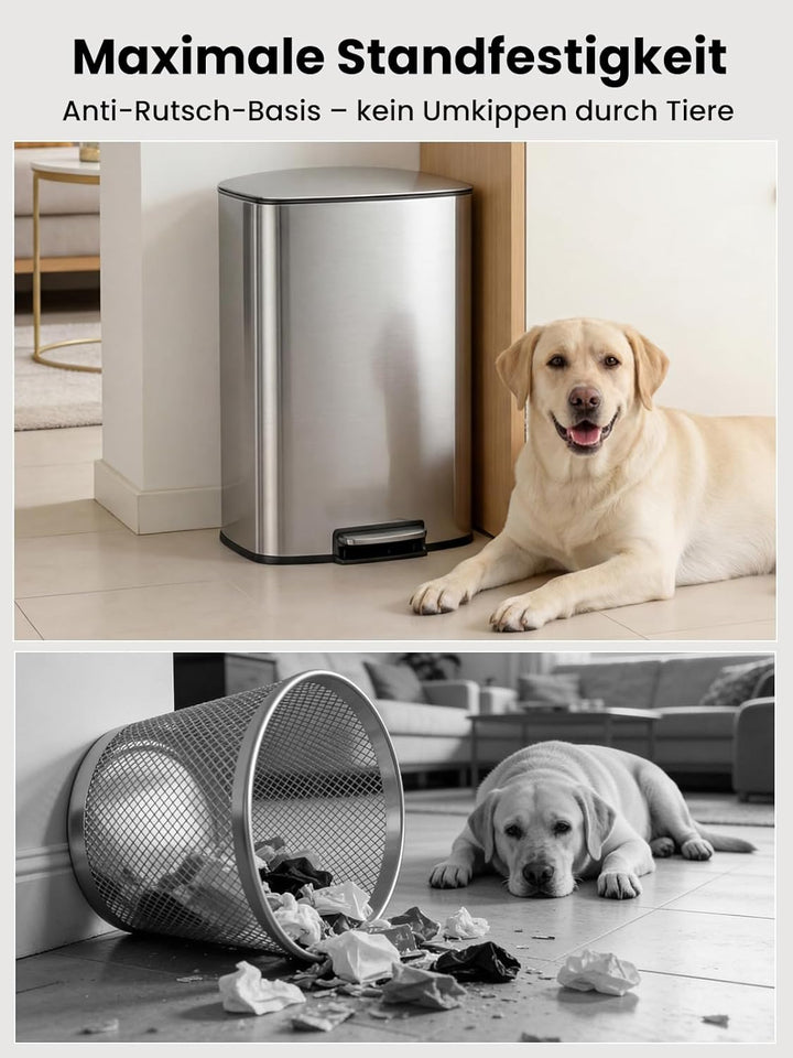 YEAUPE PRO Mülleimer Küche 50L Edelstahl, Treteimer mit Deckel Soft Close, Abfalleimer mit Herausneh