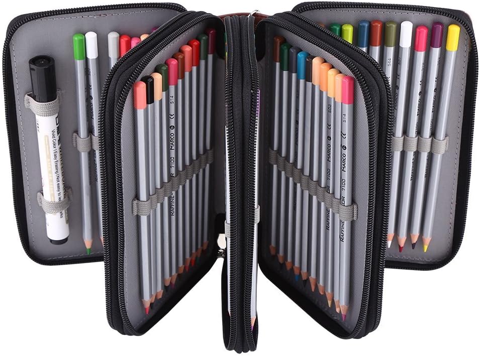 Bleistifte Fall Multi-Schichten 72 Slots PU Leder Bleistifte Tasche Grosse Kapazität Farbige Schule