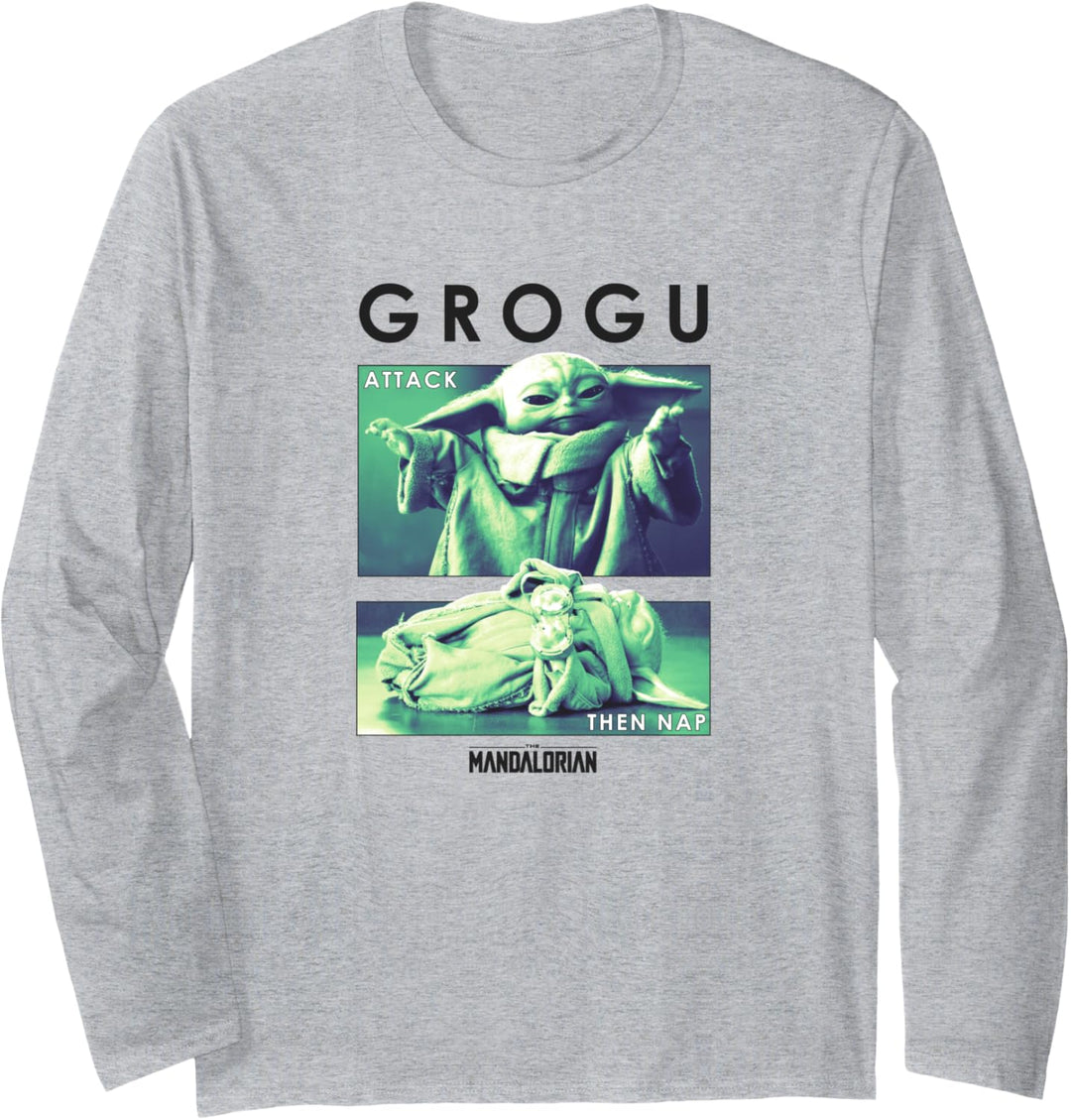 Star Wars: The Mandalorian Grogu Attack Then Nap R14 Langarmshirt
