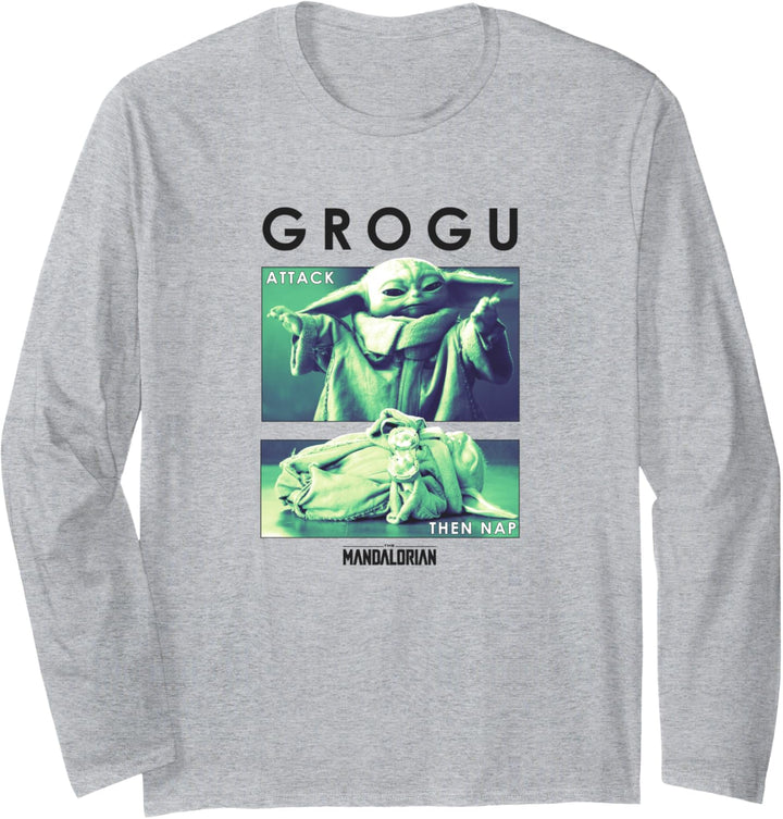 Star Wars: The Mandalorian Grogu Attack Then Nap R14 Langarmshirt