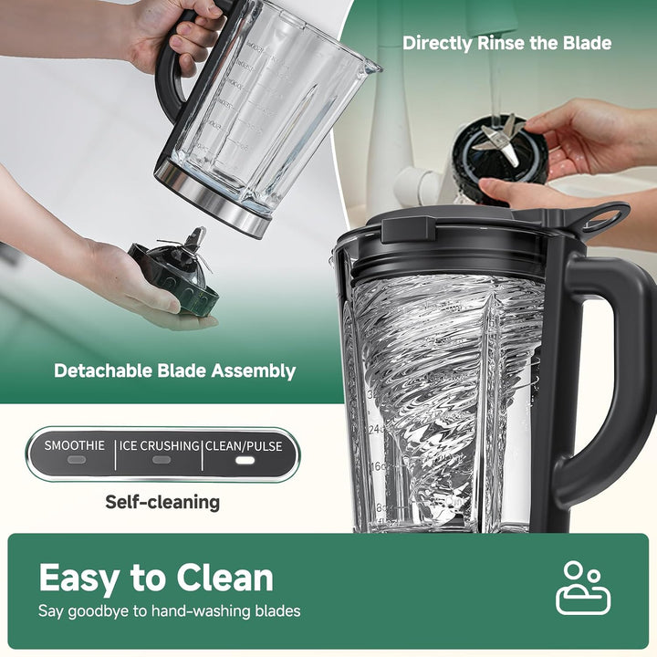 AMZCHEF Standmixer Glas, Standmixer Smoothie Maker 1200W, 1,5L hitzebeständiger Glasbehälter, 5 Gesc
