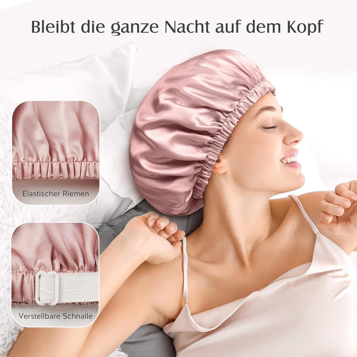 Umisleep Doppellagige 22 Momme 100% Maulbeerseide Schlafmütze für lockiges Haar, Atmungsaktive, Vers