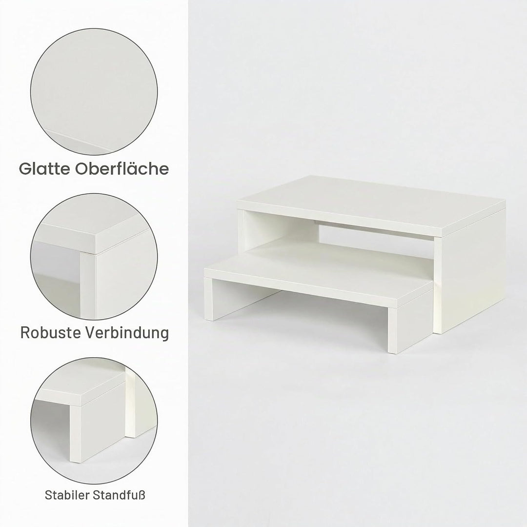 FurnitureR Monitorständer Holz, Monitorerhöhung für Schreibtisch, Bildschirmständer mit 2 Ebenen, Mo