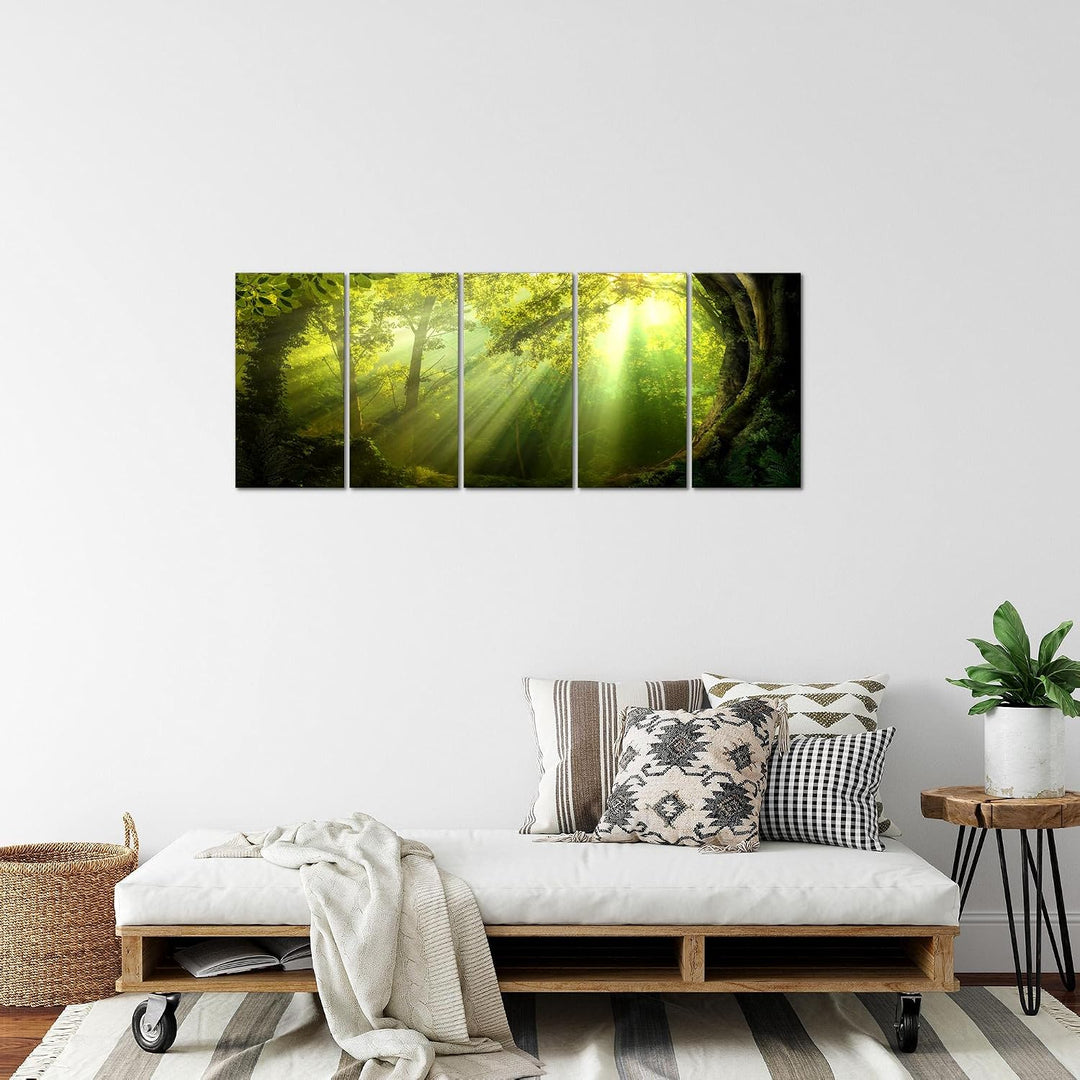Runa Art Bild Wald Landschaft Wandbilder auf Vlies Leinwand 5 Teilig Wanddekoration Schlafzimmer Woh