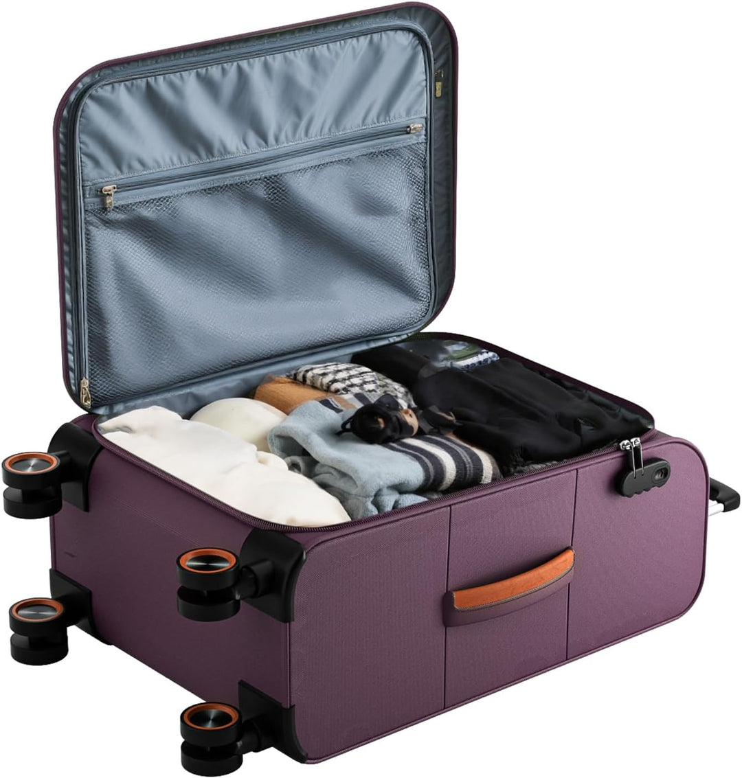 Stoff Koffer Set 3-teilig - Weichschalen Koffer Trolley - Reisekoffer mit 4 Rollen & Zahlenschloss -