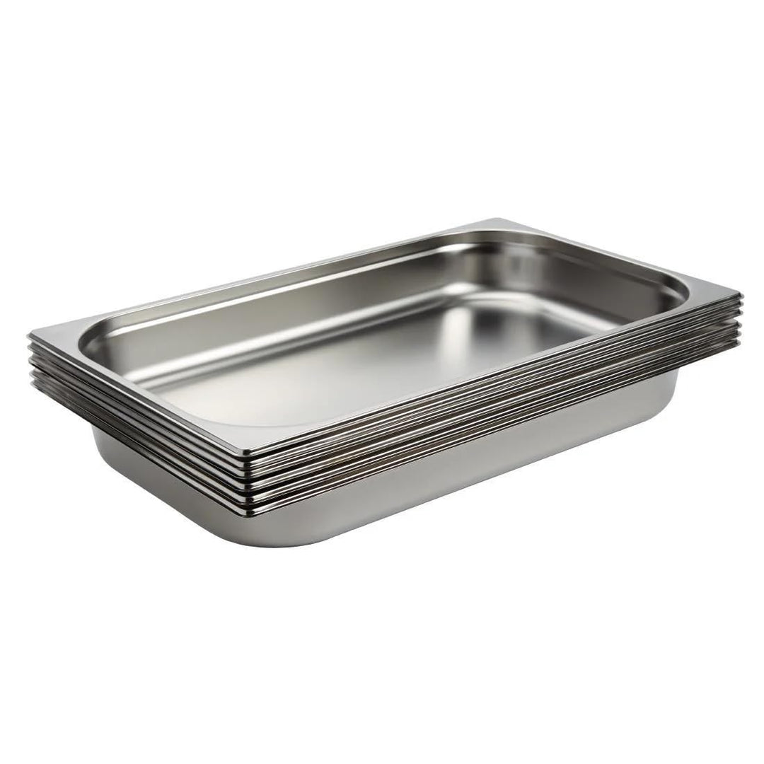 Vogue Gastronorm-Pfanne 1/1, Edelstahltablett, Tiefe: 65 mm, Fassungsvermögen: 9 Liter, Behälter für