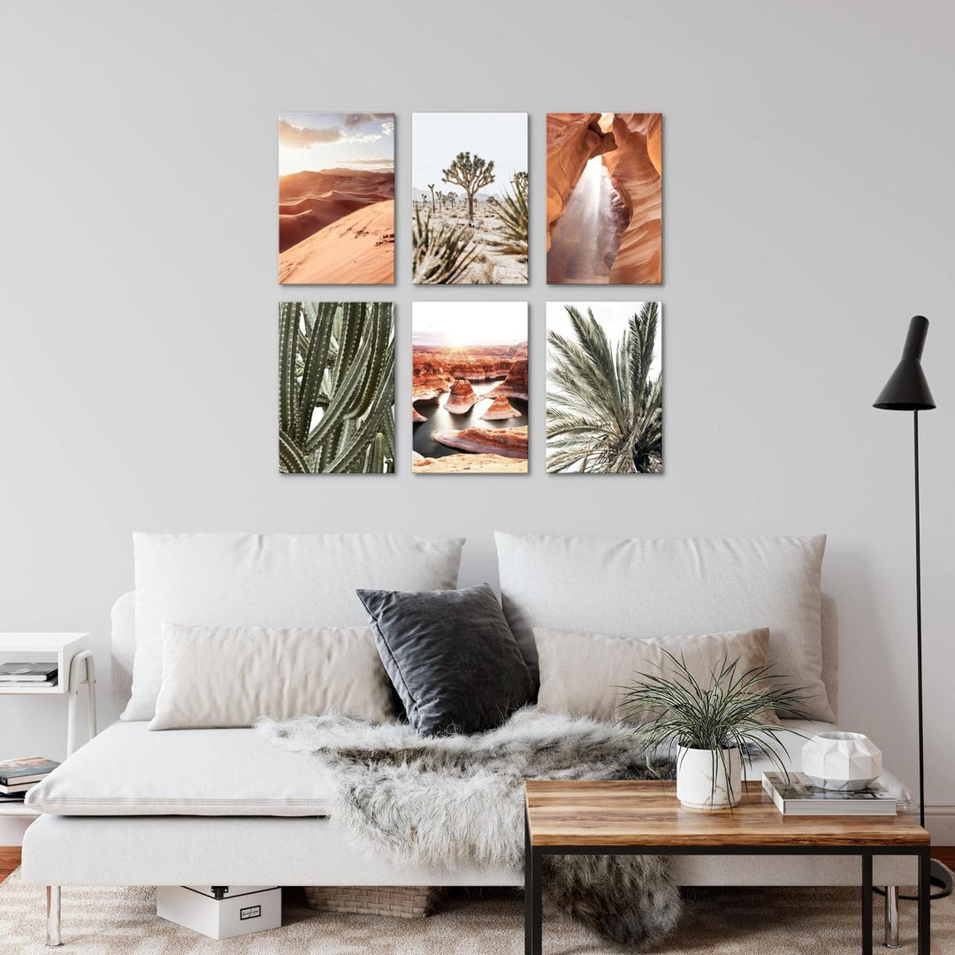 Novart Wandbilder Set - KOMPLETT AUFHÄNGFERTIG - Made in Germany - Moderne Bilder Landschaft Wüste W