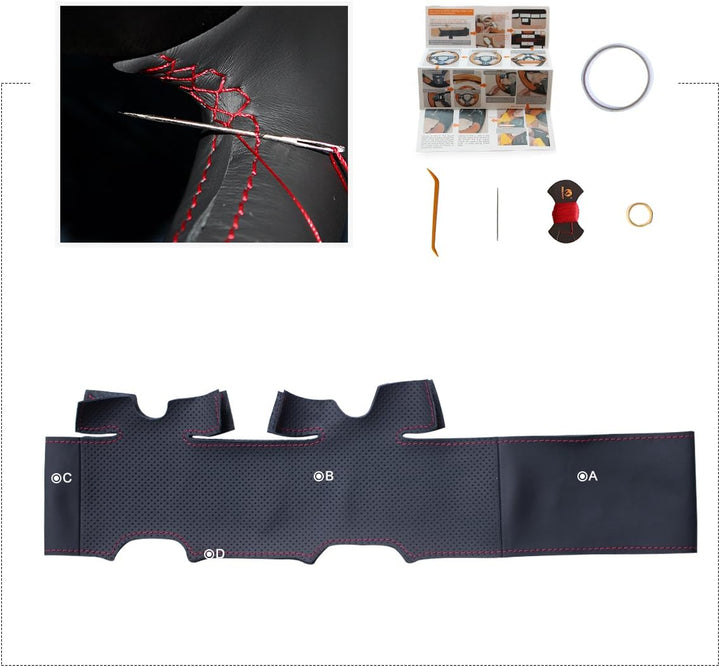 MEWANT Lenkradbezug für W639 Viano Vito Individuelle DIY Hand Nähen Schwarz Kunstleder Mikrofaser Le
