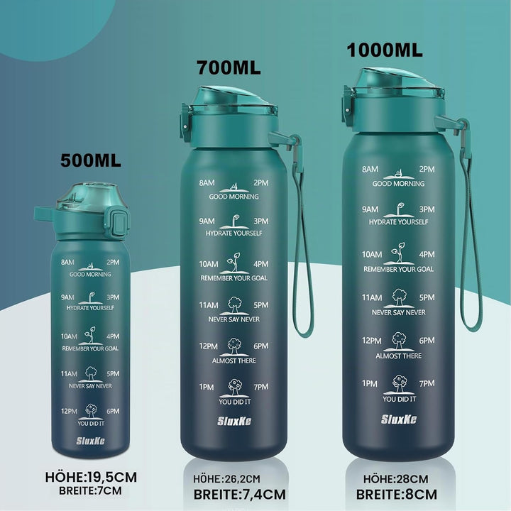 SLUXKE Trinkflasche Edelstahl 1L, Sport Thermosflasche mit Handle, 1000ml BPA freie 18/10 Edelstahlf