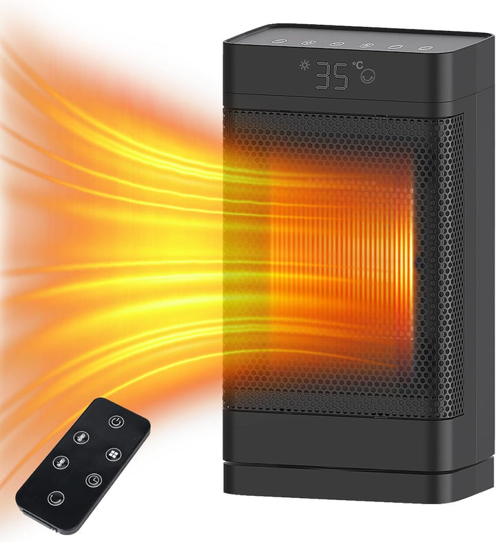 Heizlüfter 1500W，PTC Keramik Heizlüfter Energiesparend Leise mit ECO Modus,4 Heizmodi mit 70 ° Oszil
