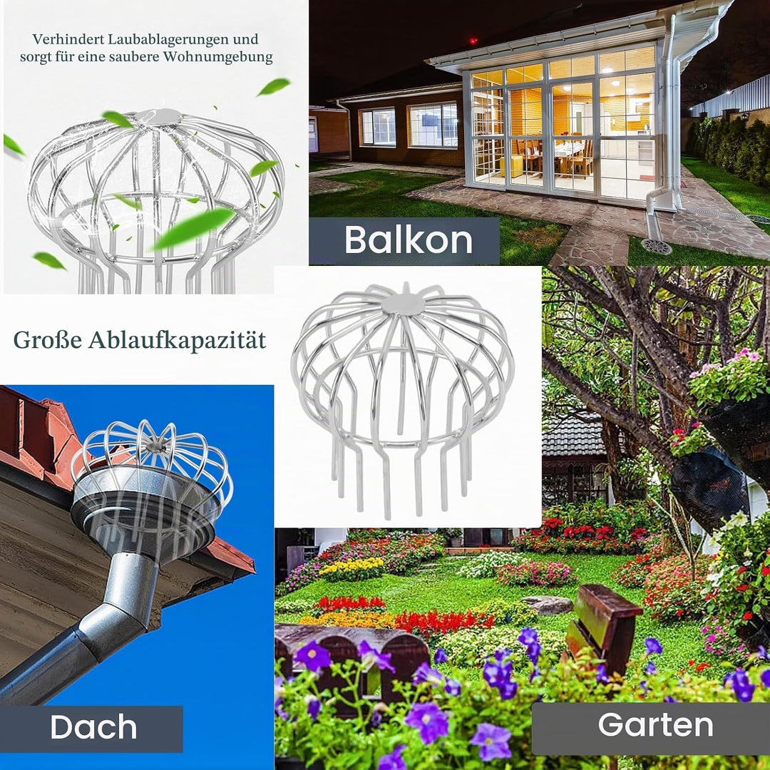 Edelstahl Fallrohrschutz, Dachrinnenschutz, Dachrinnen Fallrohrschutz, Fallrohrs Laubfangsieb, Fallr