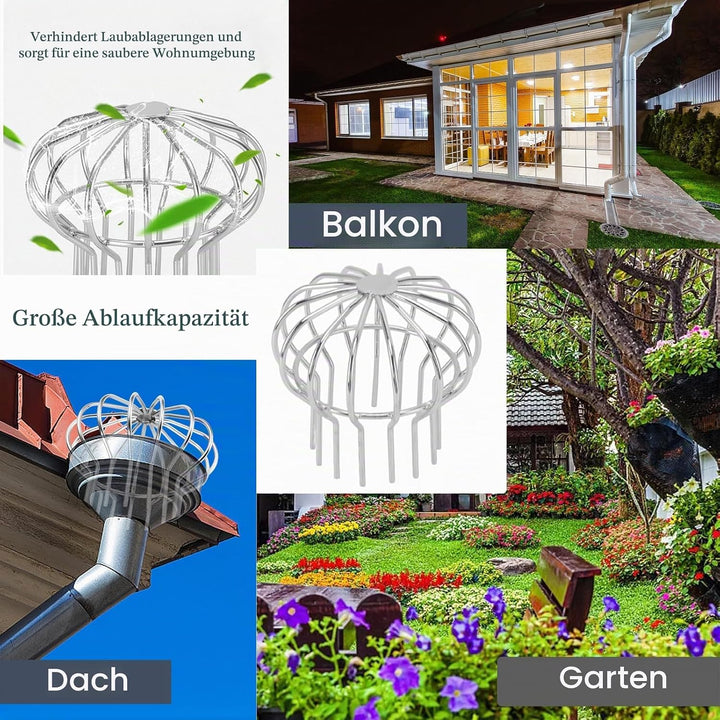 Edelstahl Fallrohrschutz, Dachrinnenschutz, Dachrinnen Fallrohrschutz, Fallrohrs Laubfangsieb, Fallr