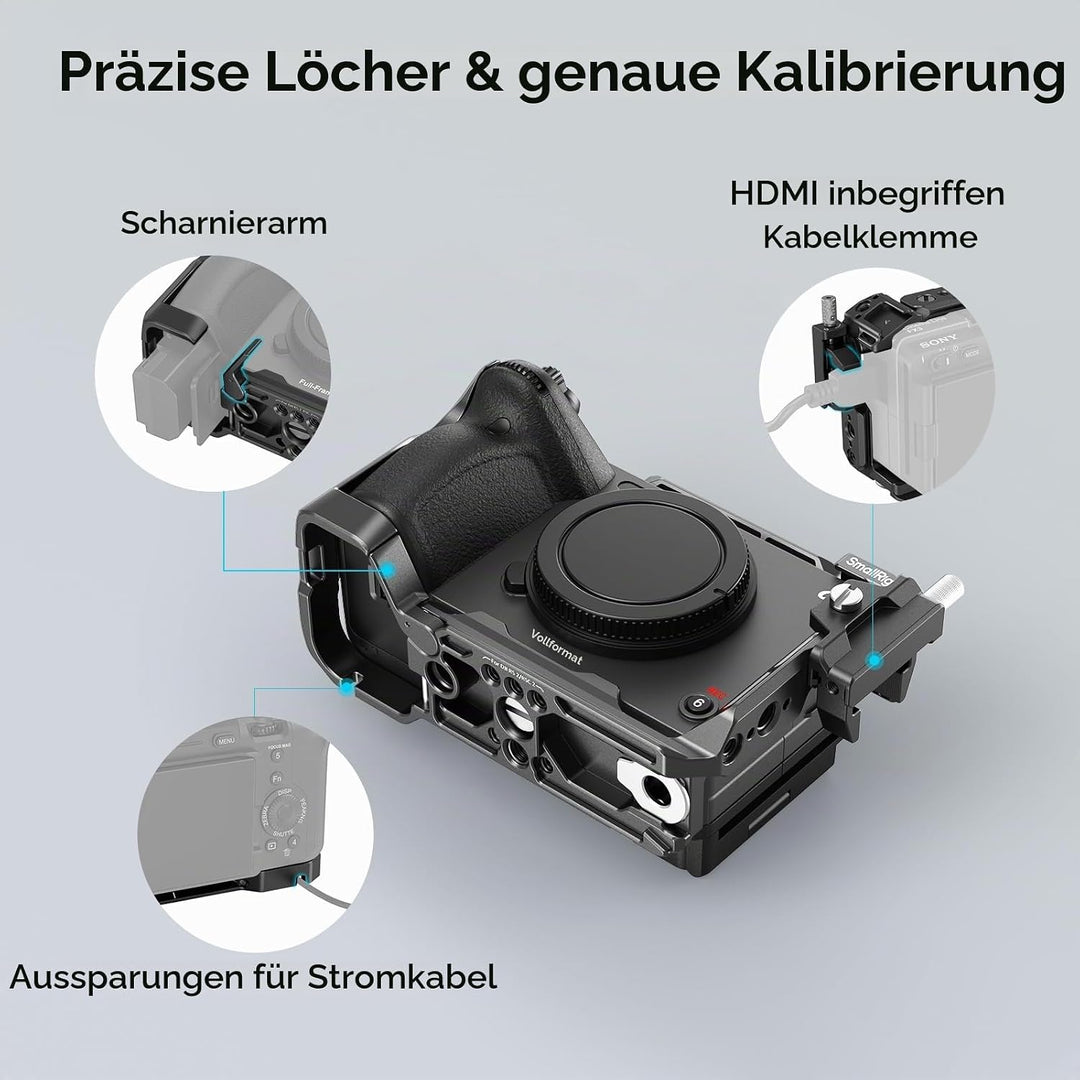 SMALLRIG Cage für Sony FX30 FX3 mit HDMI-Kabelklemme, Klassisch Hellschwarze Oberfläche, Inklusive K