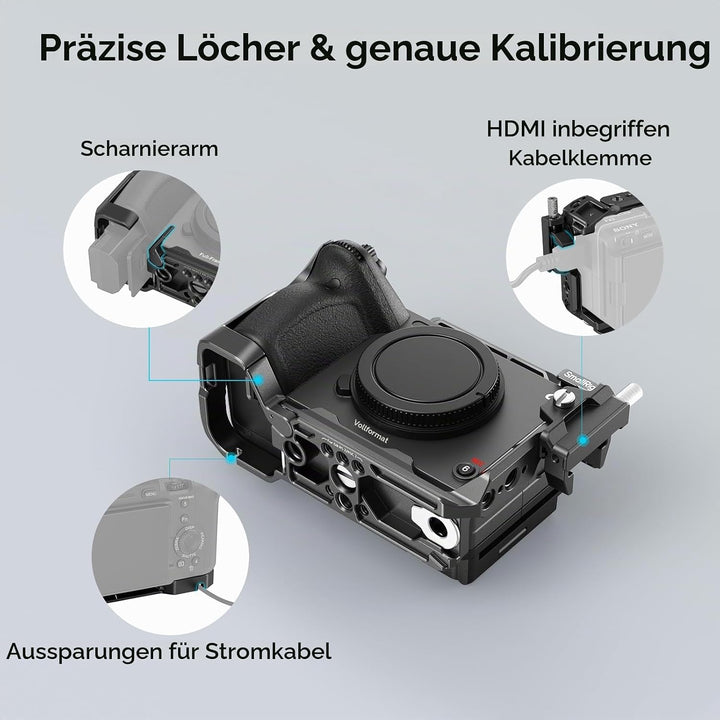 SMALLRIG Cage für Sony FX30 FX3 mit HDMI-Kabelklemme, Klassisch Hellschwarze Oberfläche, Inklusive K
