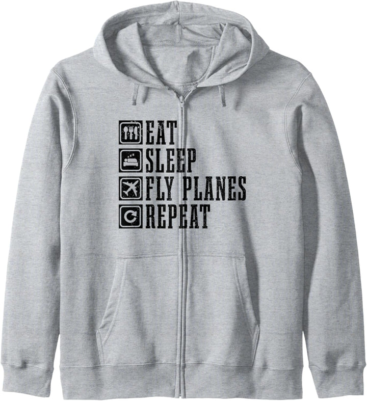 Eat Sleep Fly Planes Repeat Flugzeug Flugzeug Pilot Kapuzenjacke