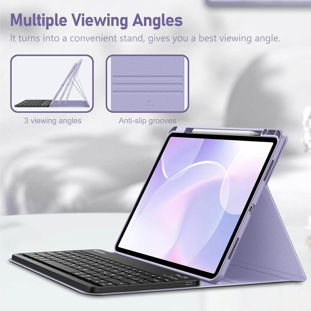 FINTIE Hülle mit Tastatur für iPad Air 13 Zoll M4/M3/M2 (2026/2025/2024), Soft TPU Rückseite Gehäuse