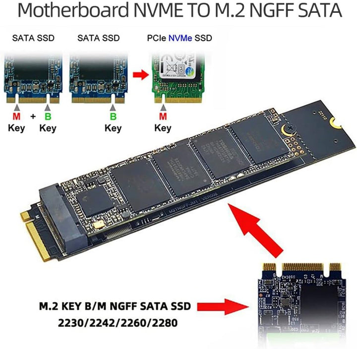 chenyang M.2 SSD SATA NGFF B+M Key auf NVME M-Key Erweiterungskarten Konverteradapter JMB582 Chipsat