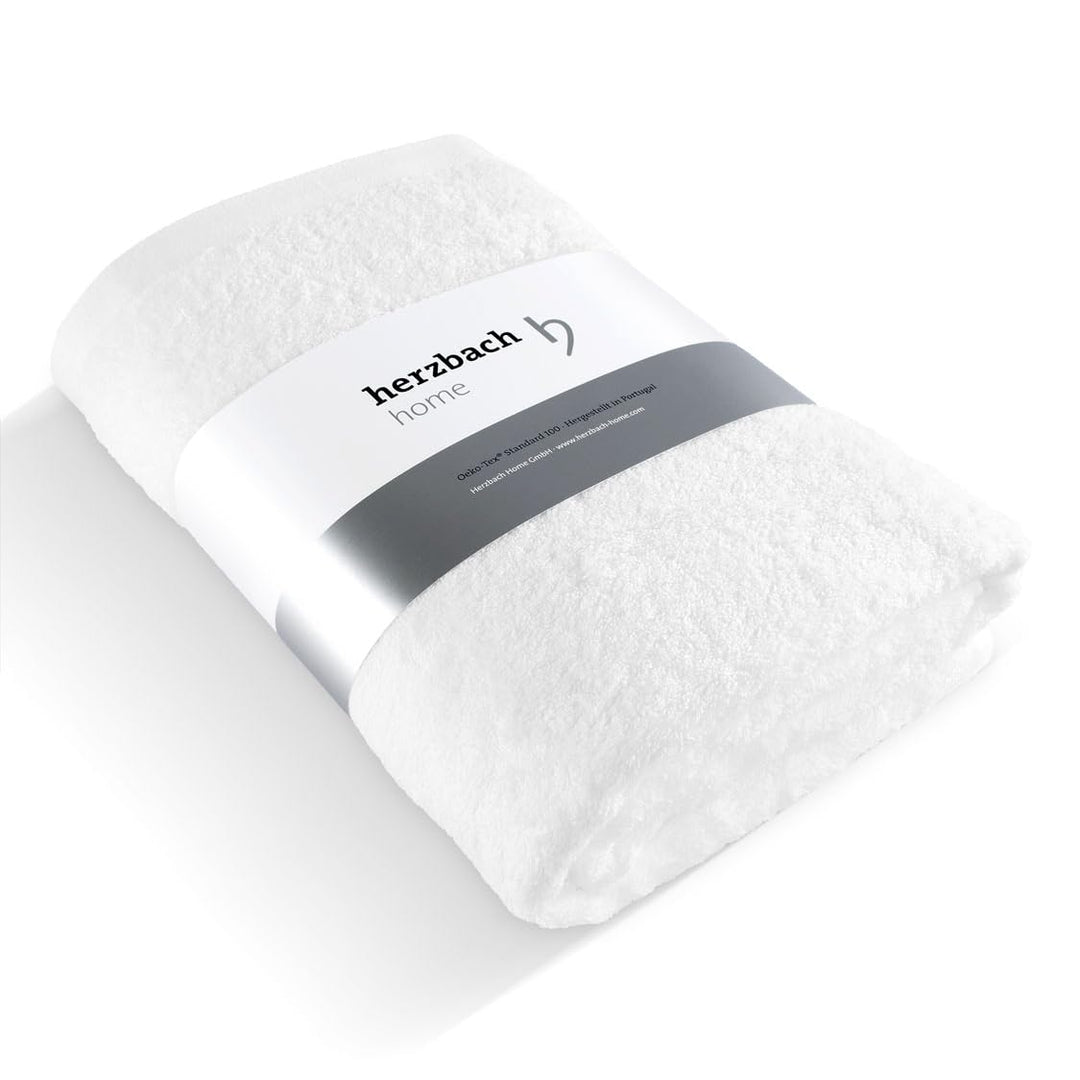 herzbach home Premium Badetuch 100 x 150 cm (weiss) – Grosses, weiches & saugstarkes Badehandtuch in