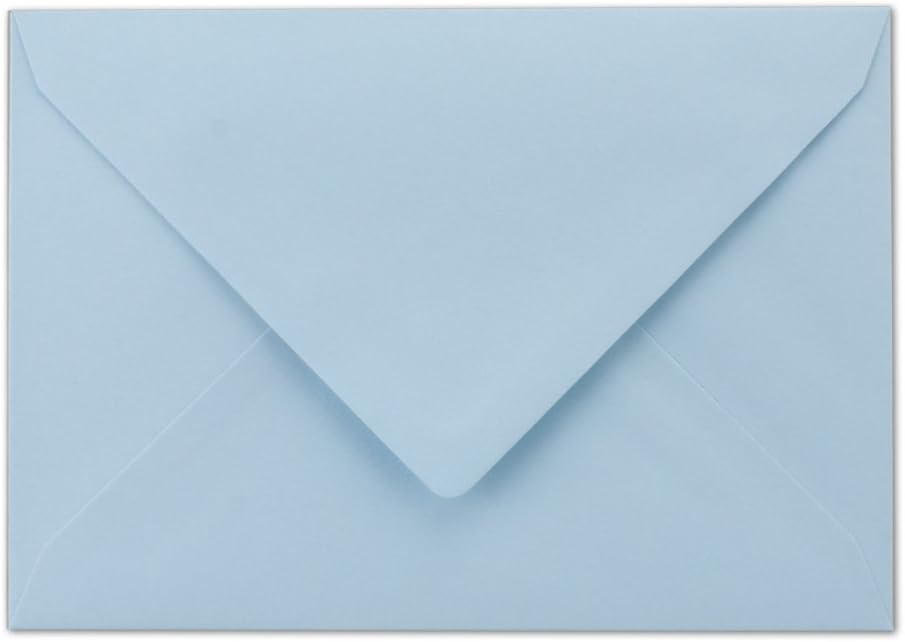 50 Briefumschläge Hellblau - DIN C6 - gefüttert mit weissem Seidenpapier - 80 g/m² - 11,4 x 16,2 cm