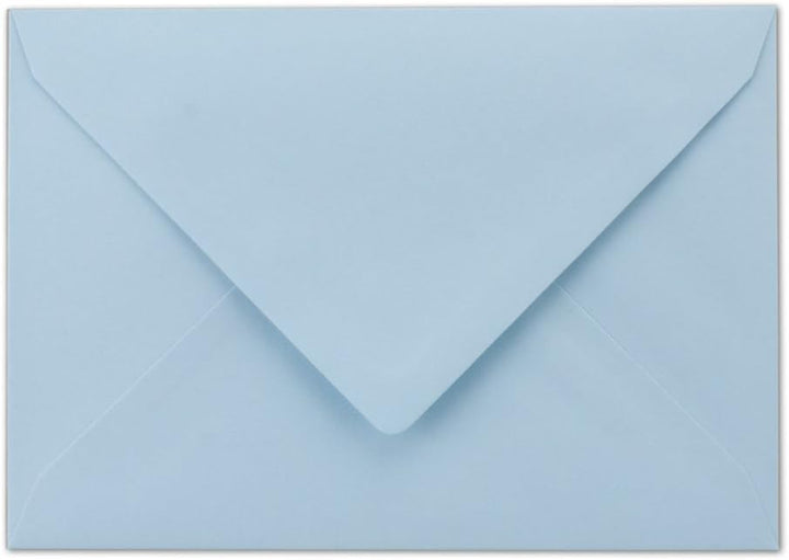 50 Briefumschläge Hellblau - DIN C6 - gefüttert mit weissem Seidenpapier - 80 g/m² - 11,4 x 16,2 cm
