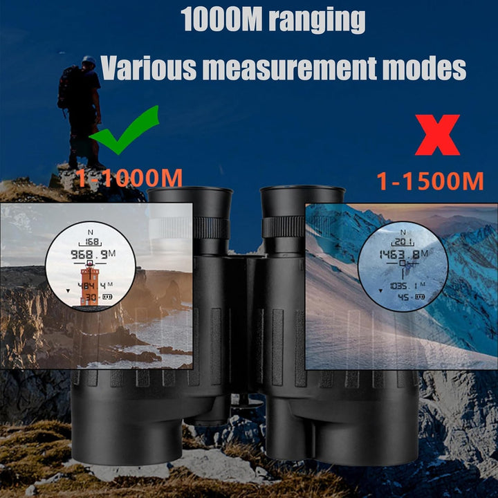 8x40 Fernglas für Erwachsene, ausgestattet mit Entfernungsmesser und Kompass, IP65 wasserdichtes UHD
