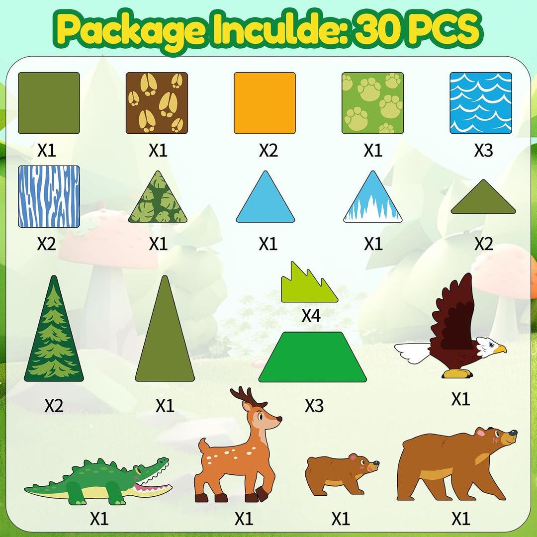 Oriate Magnetspiel Jungle Animal Magnetische Bausteine, Magnetspiel Tiere Magnetbausteine Kinder, Mo