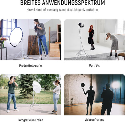 NEEWER Fotografie Lichtstativ 87cm–200cm, federbelastetes Aluminium Stativ mit ø28mm dickerem Rohrdu