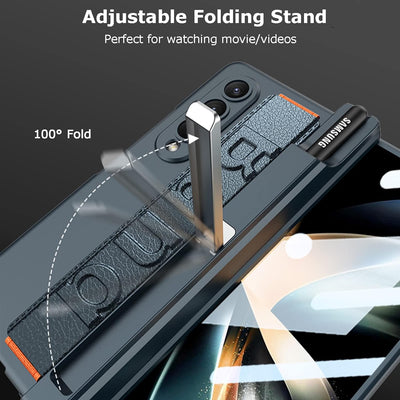 NINKI Kompatibel Samsung Galaxy Z Fold 4 hülle mit Handschlaufe, All-Inclusive magnetische Stossstan