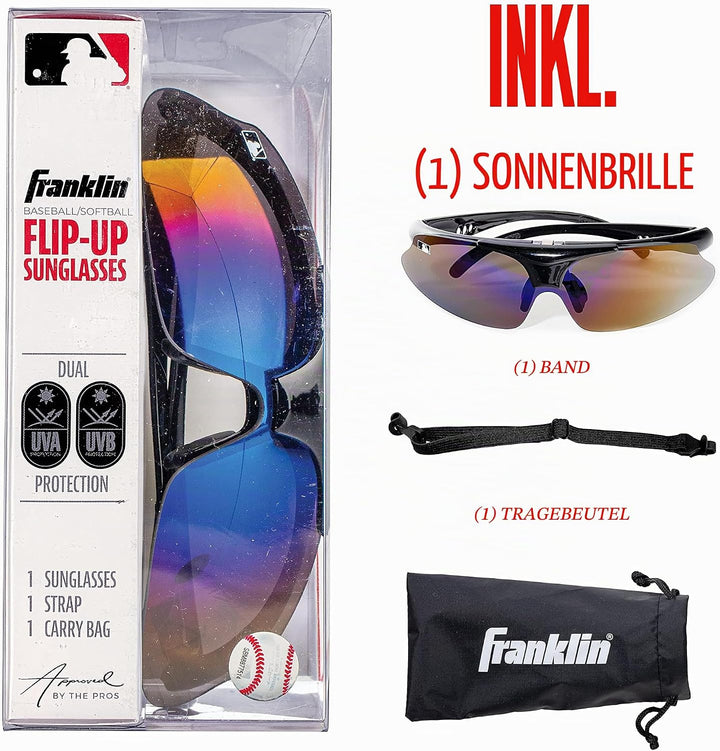 Franklin Sports MLB - Flip Up Baseball + Softball Sonnenbrille für Kinder + Erwachsene - Leichte Spo