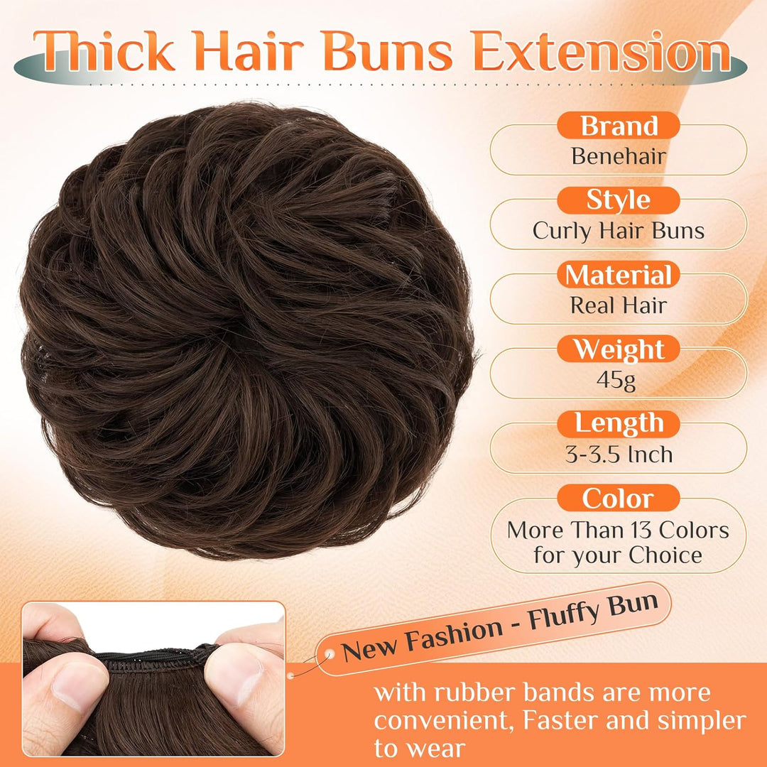 Benehair Scrunchies Hochsteckfrisur, 45g Gemischtes Haar Haargummi Hochsteckfrisuren, Perücke Echtha