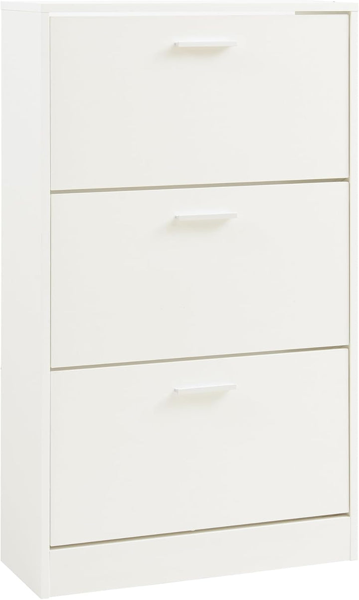 [en.casa] Schuhschrank Sykkylven Schuhkipper mit 3 Klappen Schuhkommode für 12 Paar Schuhe 103 x 60