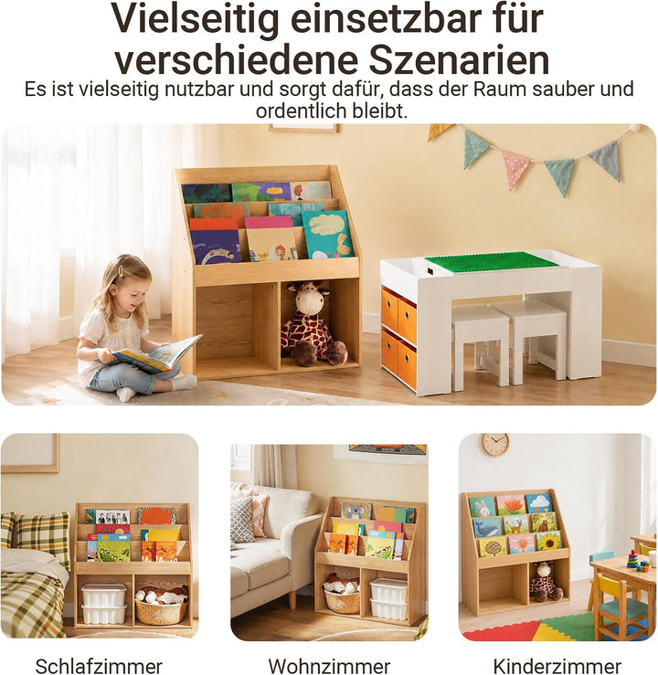 SoBuy Bücherregal Kinder Montessori Regal Kinderzimmer mit 3 Ablagefächern und 2 offenen Fächern Kin