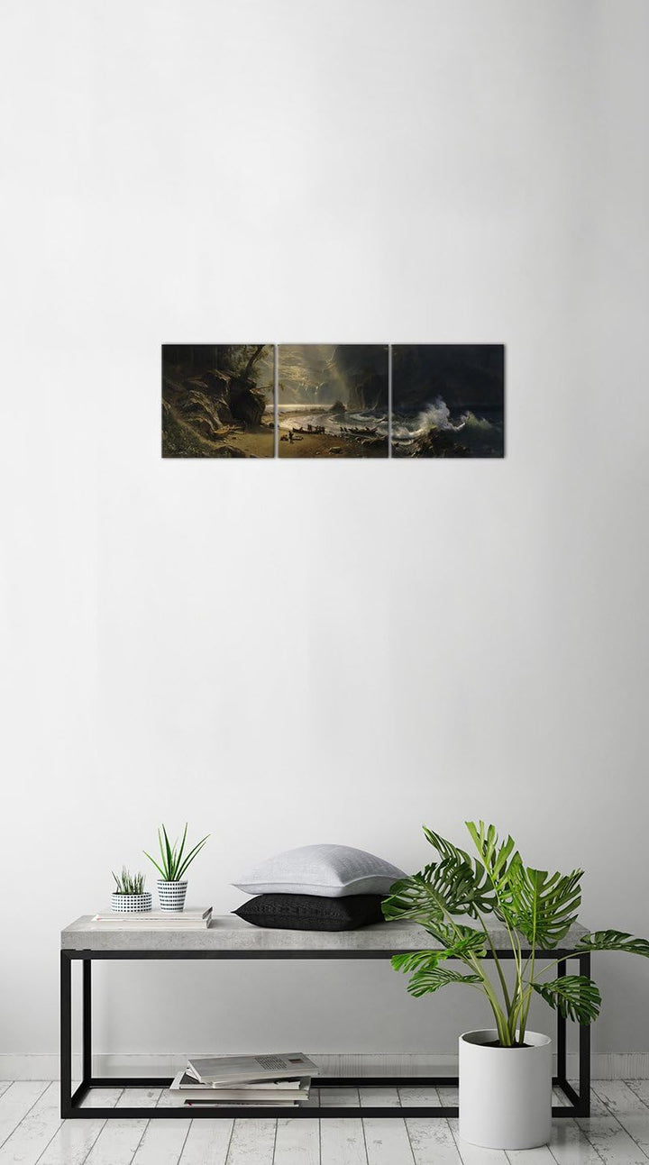 Bilderdepot24 Bild auf Leinwand | Bierstadt Puget Sound on the Pacific Coast in 120x40 cm mehrteilig