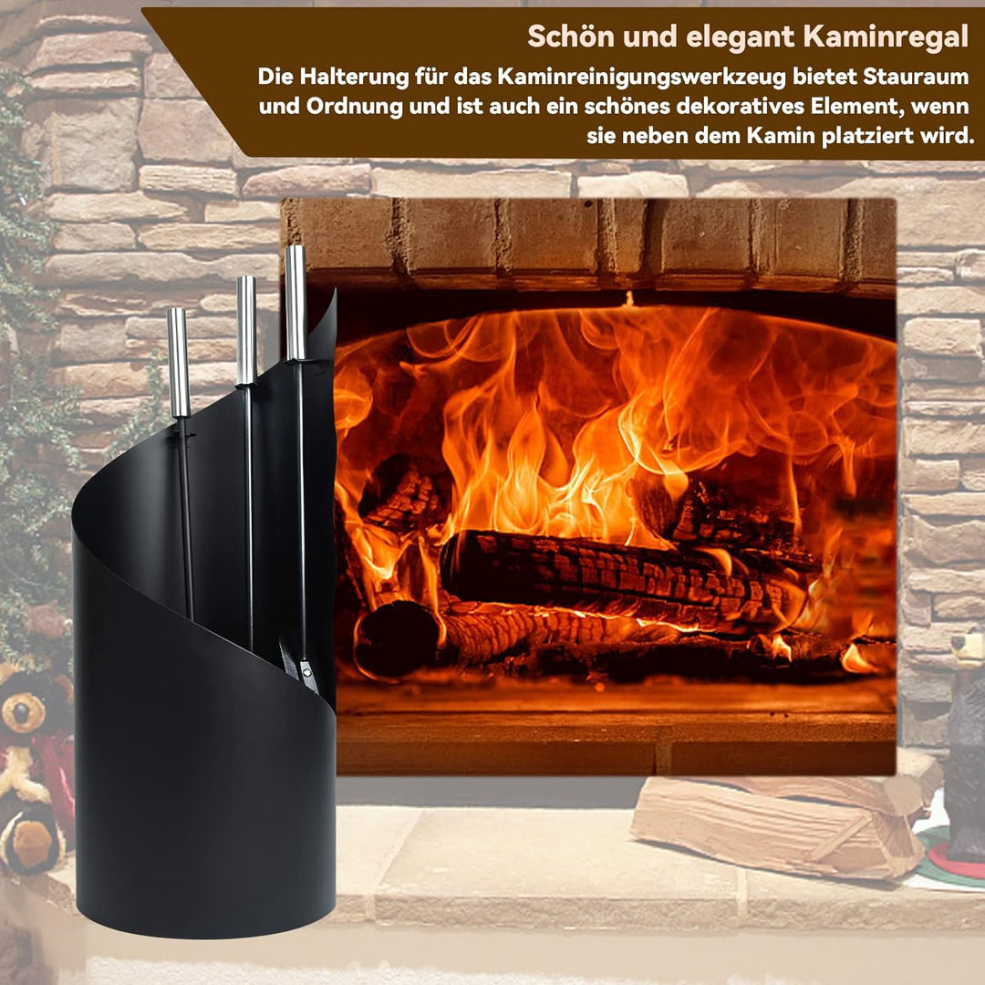 Froadp 4 Teilig Kaminbesteck Edelstahl Gusseisen Kaminreinigungsset Kamingarnitur mit Edelstahlgriff