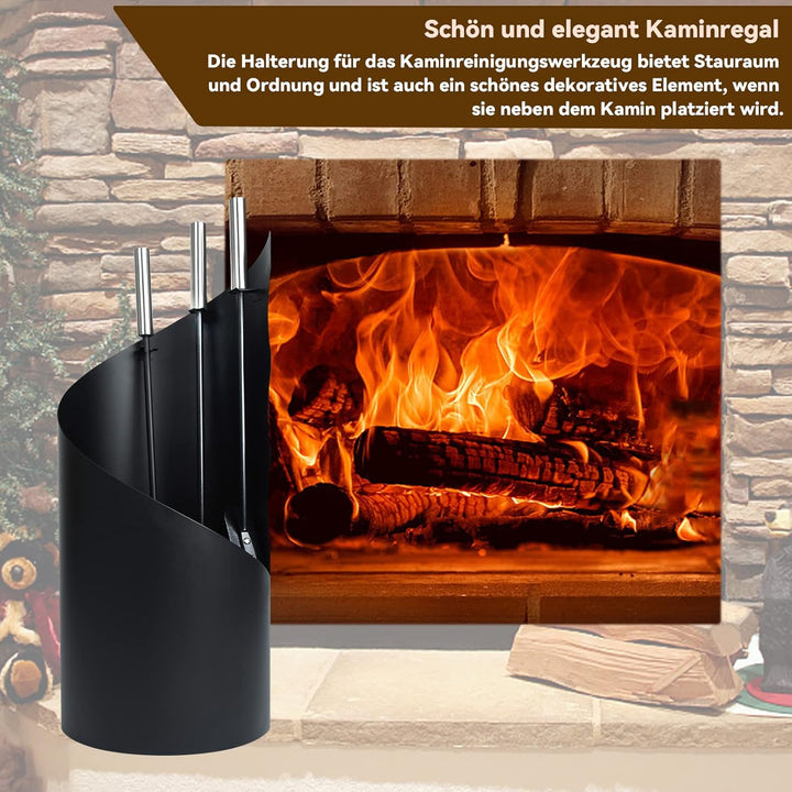 Froadp 4 Teilig Kaminbesteck Edelstahl Gusseisen Kaminreinigungsset Kamingarnitur mit Edelstahlgriff