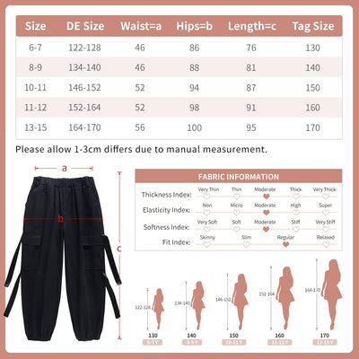 Kinder Cargo Hose Elastische Taille Jogger Hose für Jungen Mädchen Street Hip Hop… Schwarz 134-140,