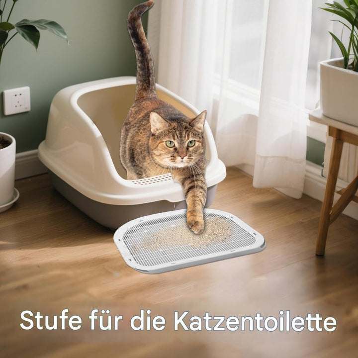 Katzentoilette Katzenrampe, Katzen Toilette Katzenstreu Matte, Katzenklo Flacher Einstieg, Waschbare