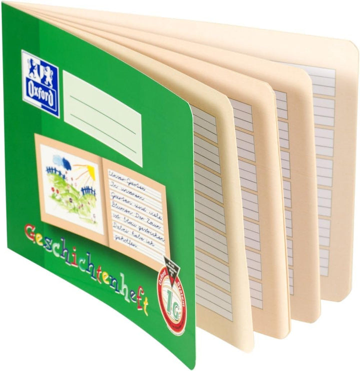 Oxford Geschichtenheft A5 quer, Lineatur 1G (1. Klasse), grün, 10 Stück A5 quer Lineatur 1G Einzelbe