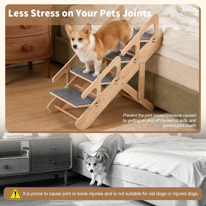 Hundetreppe 2 in 1 Hunderampe, Einstellbar Hundetreppe mit 4-stufige für Kleine Hunde, Tragbar Haust