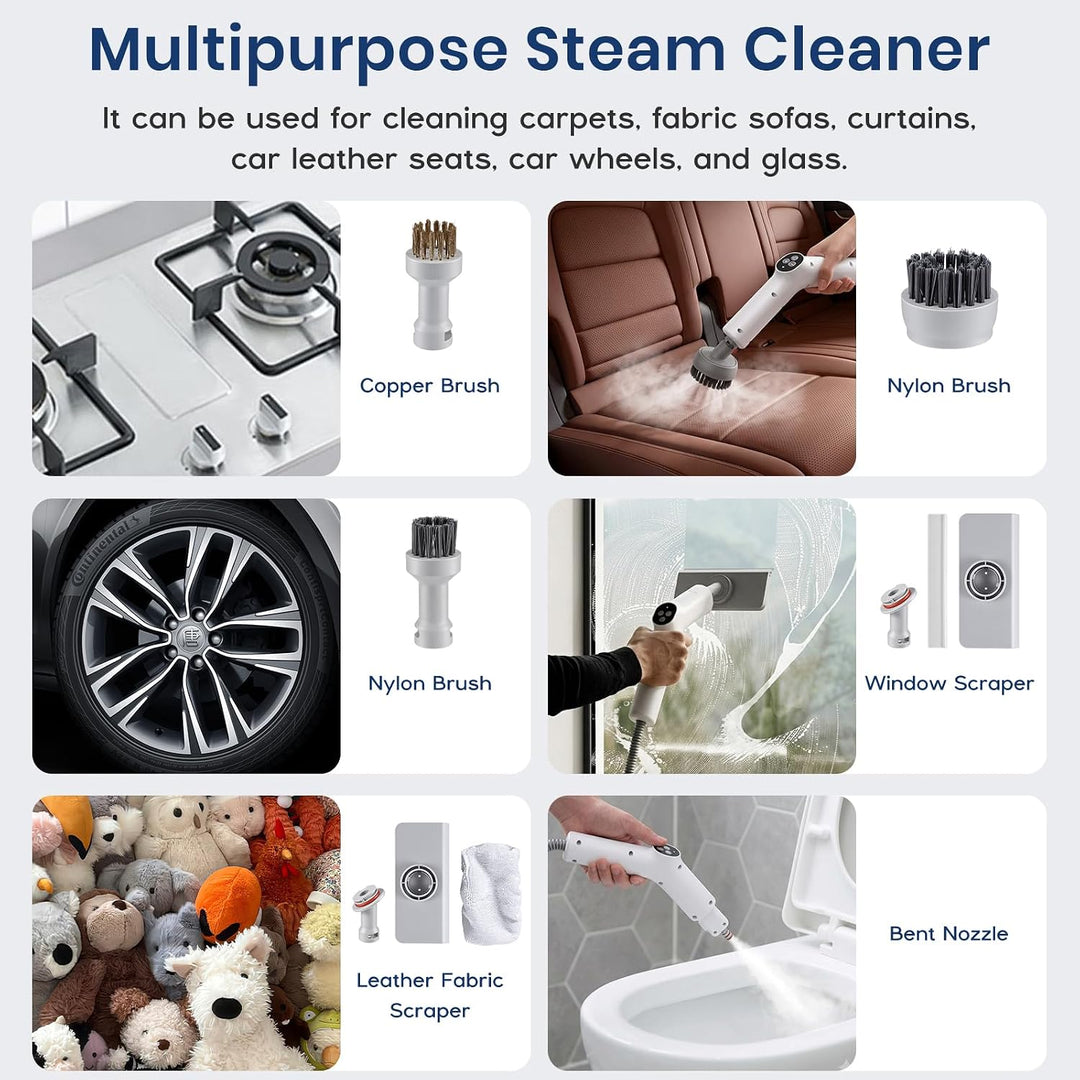 1500W Dampfreiniger Handgerät, Steam Cleaner, 10S Aufheizzeit, 2L Tank, 4.7M Kabel, 4Bar Druck, Damp