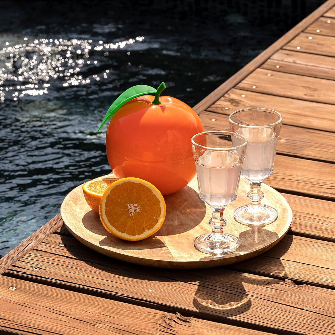 CÉCOA Eiskübel Orange Doppelwandig mit Zange und Deckel Luftdicht Ideal für Vorspeisen, Getränke und