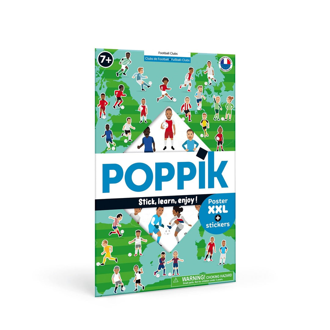 POPPIK 1841076 Sticker-Poster, Fussball, interaktives Lernposter mit Aufklebern, mehrsprachiges Fuss