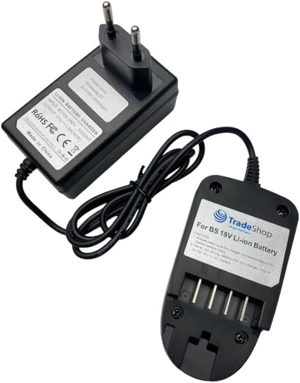 Trade-Shop 18V Li-Ion Akku Ladegerät kompatibel mit Bosch PSR 18 Li-2, PSR 18 Li-2H, PSB 18 Li-2, PS