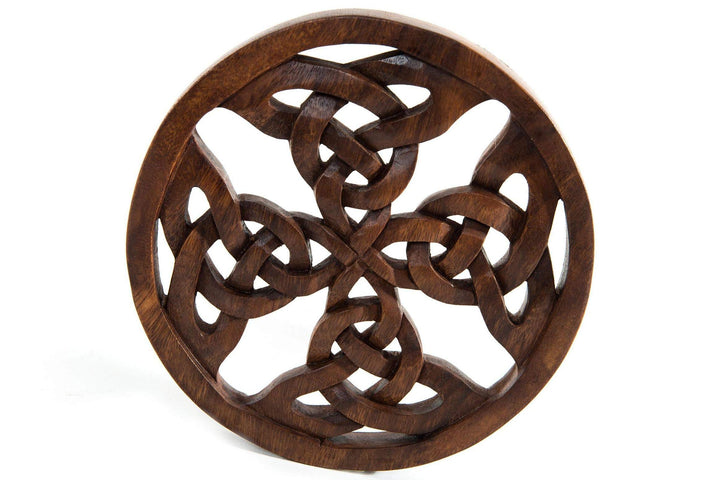 Windalf Keltenkunst Holz Wanddeko KELTISCHES KREUZ Ø 19 cm Wandrelief aus keltischen Unendlichkeitsk
