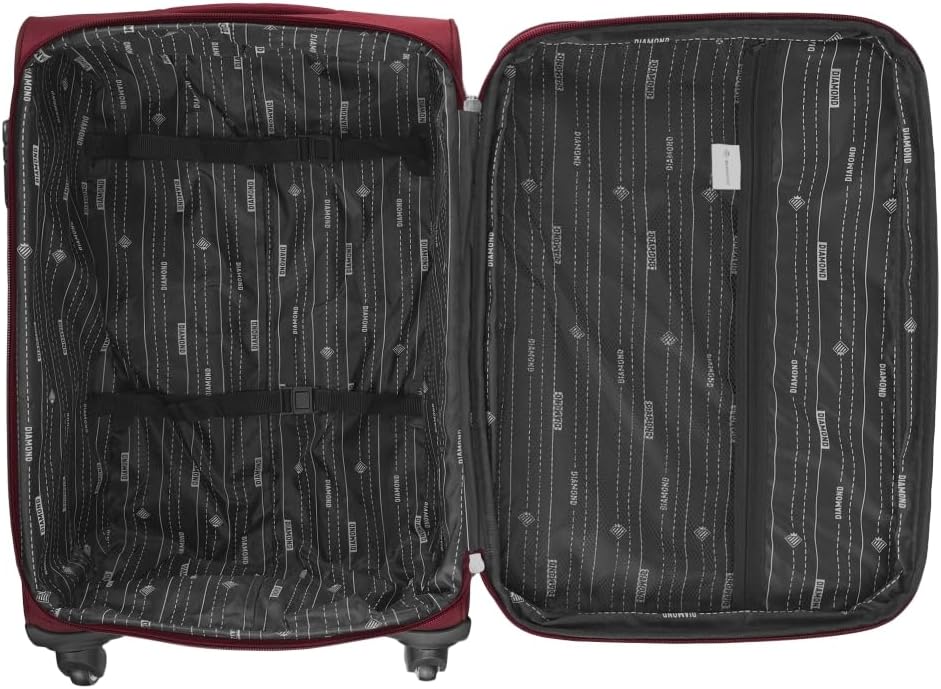 DIAMOND Mittelgrosser Weichschalenkoffer M 24" – Dunkelrot, Codura 1200D, 360° Rollen, Zahlenschloss